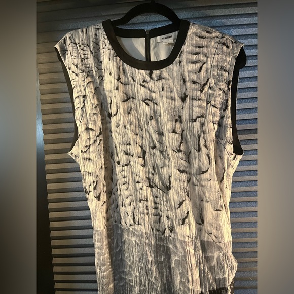 Helmut Lang Silk Annex Printed Sleeveless Mini Dress Gray Black White size 6 - Picture 9 of 15